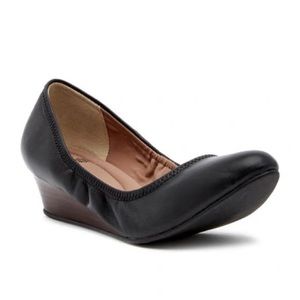 NIB Susina Black Leather Wedge Shoes